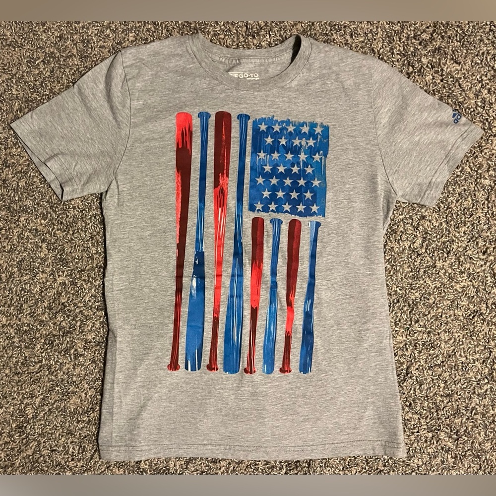 Boys Adidas American Flag Baseball Tee, T-Shirt, Sz L 14/16